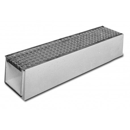 CANIVEAU EN BETON DRAINECO 200 + GRILLE CAILLEBOTIS ACIER B125