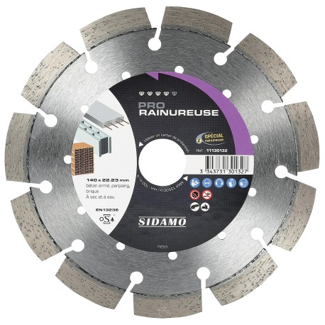 DISQUE DIAMANT PRO RAINUREUSE D. 140 x 22,23 x H 10