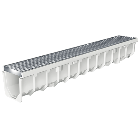 CANIVEAU MEAFLUID100 GRIS +GRILLE CAILLEBOTIS M30/10 1M B125 CX2L