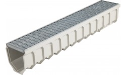 CANIVEAU MEAFLUID150 GRIS + GRILLE CAILLEBOTIS M30/10 ACIER GALVA B125 1M CX2L