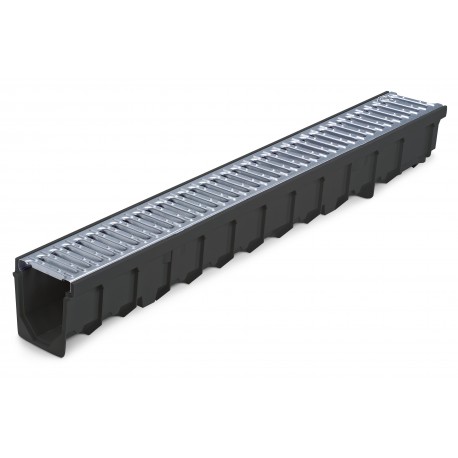 CANIVEAU MEAFLUID100 BLACK+GRILLE PASSERELLE ACIER GALVA 1 M TX