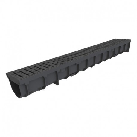 CANIVEAU MEAFLUID100 BLACK+GRILLES PASSERELLE POLYAMIDE B125 1 M CX