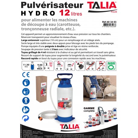 PULVERISATEUR taliaPULVE HYDRO 12L POUR DECOUPEUSE