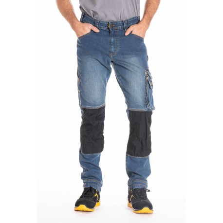 Jeans de travail stretch avec emplacement genouillères JOBPRO stone brossé T.50