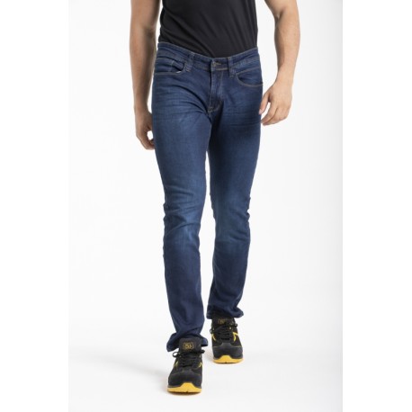 Jeans de travail coupe droite ajustée denim stretch WORK0 stone brossé T.44