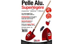 PELLE RONDE 27CM SUPER LEGERE AVEC MANCHE BOIS 130CM