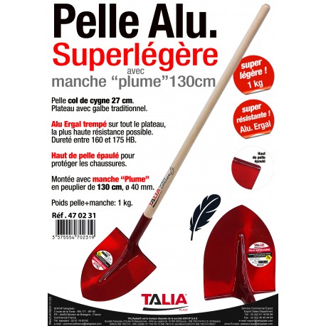 PELLE RONDE 27CM SUPER LEGERE AVEC MANCHE BOIS 130CM (Copie)