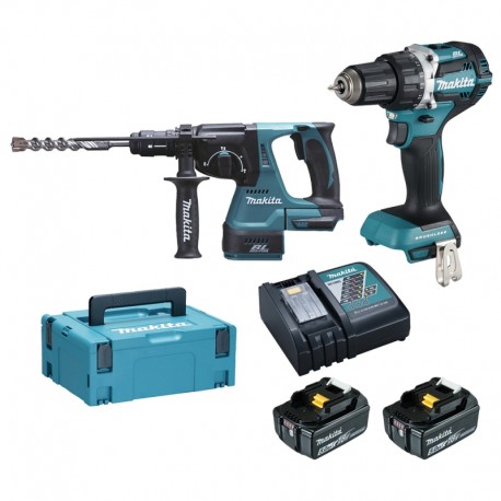 Ensemble de 2 machines 18 V Li-Ion 5 Ah (DDF484 + DHR243)